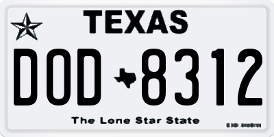 TX license plate DOD8312