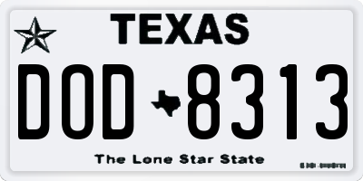 TX license plate DOD8313