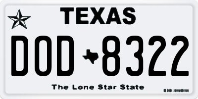 TX license plate DOD8322