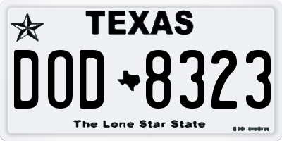 TX license plate DOD8323