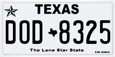 TX license plate DOD8325