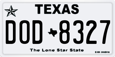 TX license plate DOD8327