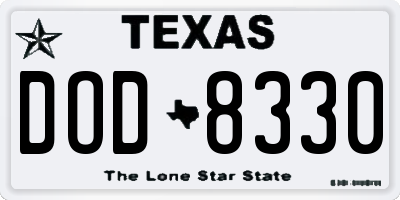 TX license plate DOD8330