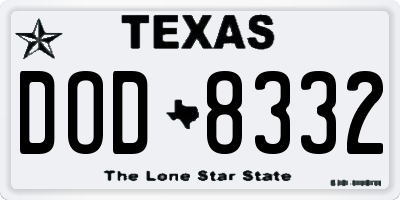 TX license plate DOD8332