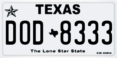 TX license plate DOD8333
