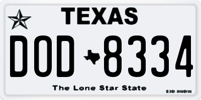 TX license plate DOD8334