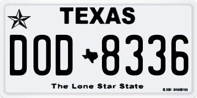 TX license plate DOD8336
