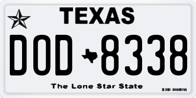 TX license plate DOD8338