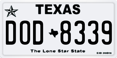 TX license plate DOD8339