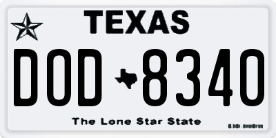 TX license plate DOD8340