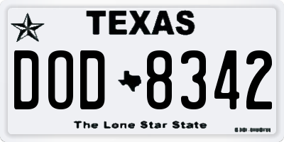 TX license plate DOD8342