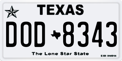 TX license plate DOD8343