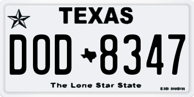 TX license plate DOD8347