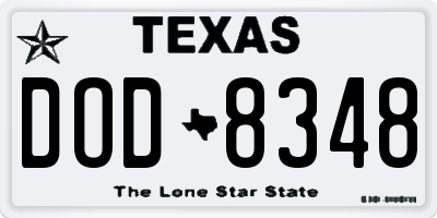 TX license plate DOD8348