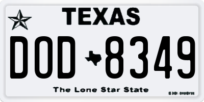 TX license plate DOD8349