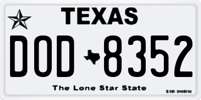 TX license plate DOD8352