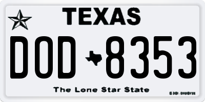 TX license plate DOD8353