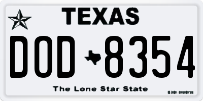 TX license plate DOD8354