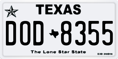 TX license plate DOD8355