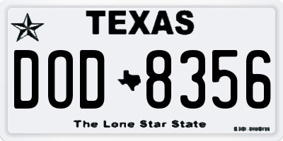 TX license plate DOD8356