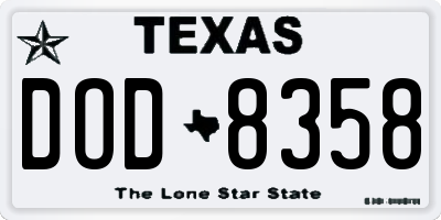 TX license plate DOD8358