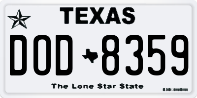 TX license plate DOD8359