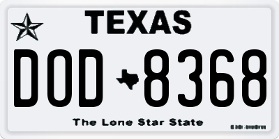 TX license plate DOD8368