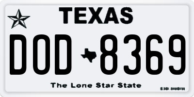 TX license plate DOD8369