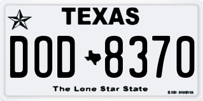 TX license plate DOD8370