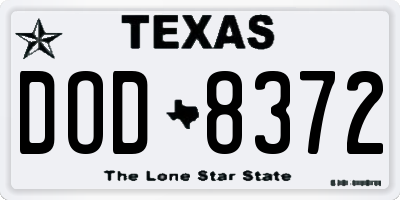 TX license plate DOD8372