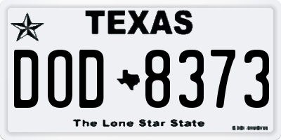 TX license plate DOD8373