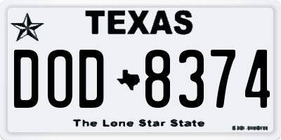 TX license plate DOD8374