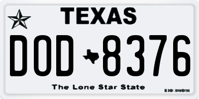 TX license plate DOD8376