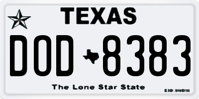 TX license plate DOD8383