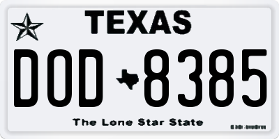TX license plate DOD8385