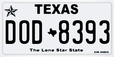 TX license plate DOD8393