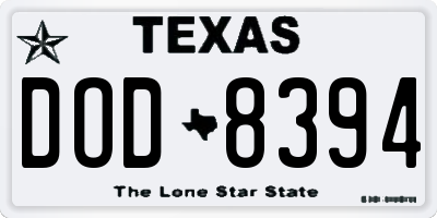 TX license plate DOD8394