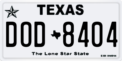 TX license plate DOD8404