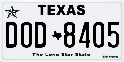 TX license plate DOD8405