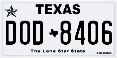 TX license plate DOD8406