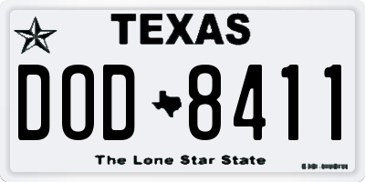 TX license plate DOD8411