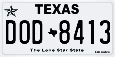 TX license plate DOD8413