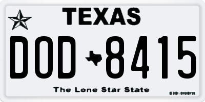 TX license plate DOD8415