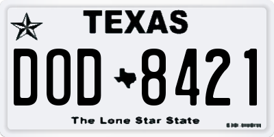 TX license plate DOD8421