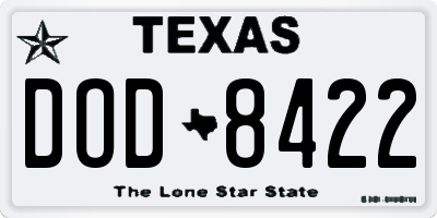 TX license plate DOD8422