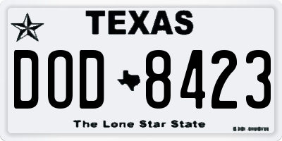 TX license plate DOD8423