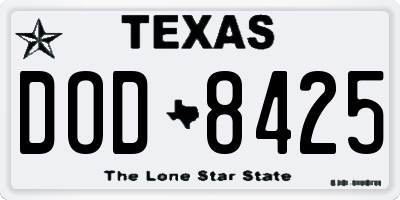 TX license plate DOD8425