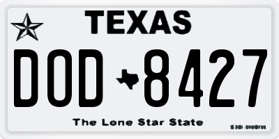 TX license plate DOD8427