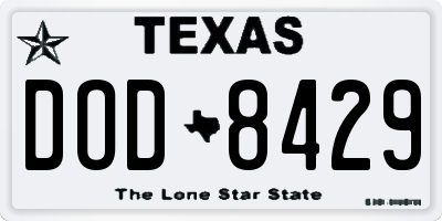 TX license plate DOD8429