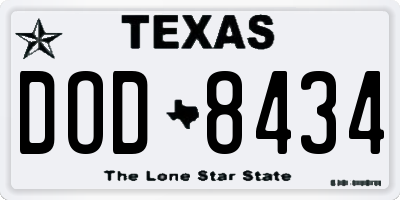TX license plate DOD8434